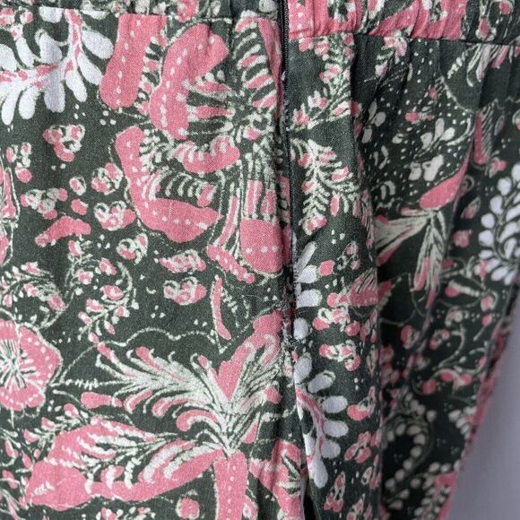 WARM Jumpsuit Womens Medium Floral V-Neck Sleeveless Green Pink Wide Leg Pockets - Picture 11 of 11